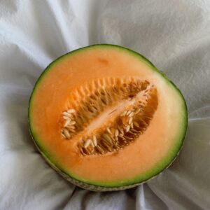 Cantaloupe sliced in half