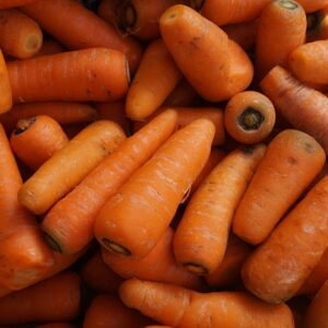 Lots of individual orange carrots in a pile